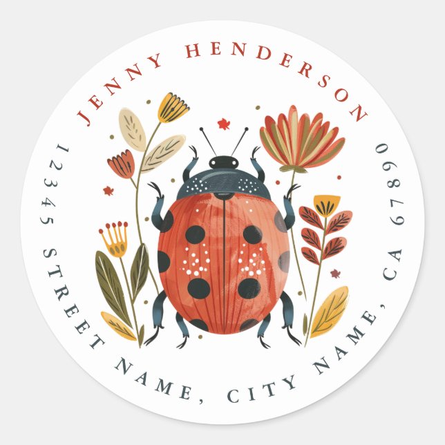 Niedlicher Sommer Ladybug Round Stickers (Vorderseite)