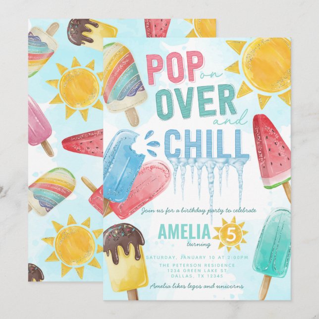 Niedlicher Sommer Popsiver Pop über die Chill Birt Einladung (Vorne/Hinten)