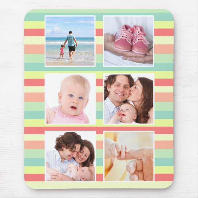 Niedlicher Sommer Stripes Foto-Collage Mousepad (Vorne)