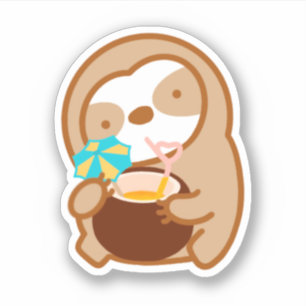 Niedlicher Sommercoconut Drink Sloth Aufkleber