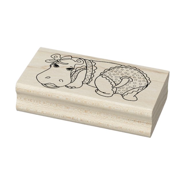 Niedlicher Sommerhippo in Polka-dot Ruffled Swimsu Gummistempel (Stempel)