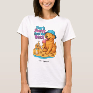 Niedlicher Sommerhund Eating Ice Cream Funny Beach T-Shirt