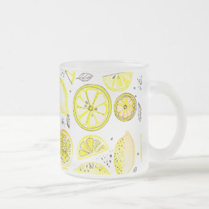 Niedlicher Sommerlemon Citrus Doodle Yellow Groß Mattglastasse