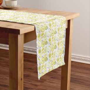 Niedlicher Sommerlemon Citrus Doodle Yellow Kurzer Tischläufer