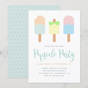 Niedlicher Sommerpastel Popsim Party Kinder Geburt Einladung