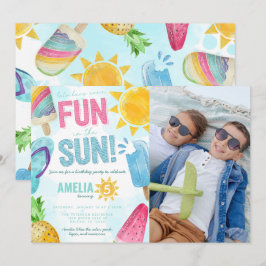 Niedlicher Sommerspass im Sun Birthday Pool Party Einladung