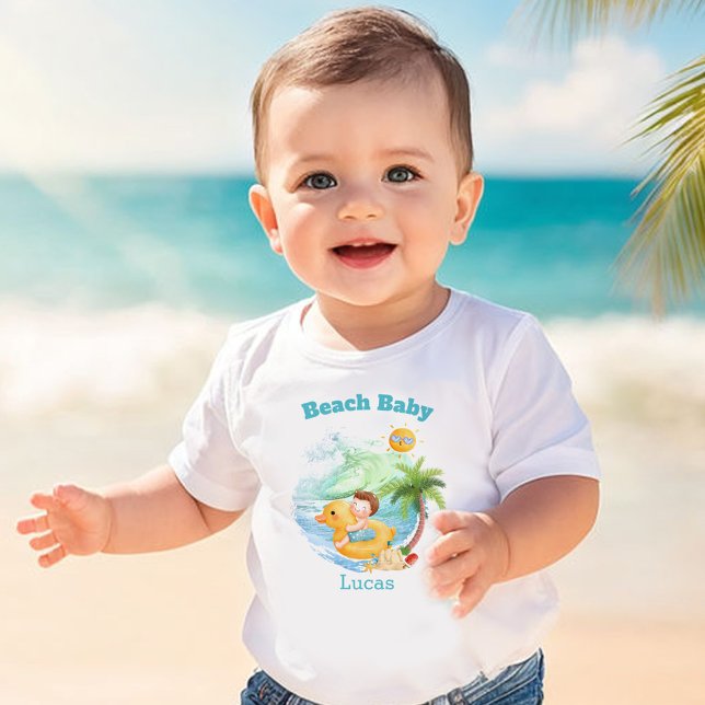 Niedlicher Sommerurlaub Name Beach Baby Boy T-shirt (Cute Summer Vacation Name Beach baby Boy Baby T-Shirt)