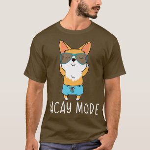 Niedlicher Sommerurlaubsmodus Corgi Hund liebt Url T-Shirt