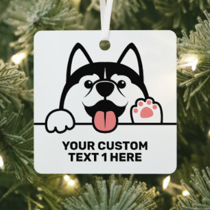 Niedlicher Sondertext von Sibirien Husky Ornament Aus Metall