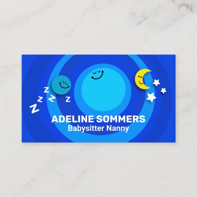 Niedlicher Sonnenbabysit-Dienst zur Erhaltung der  Visitenkarte (Vorderseite)