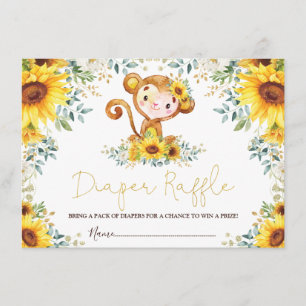 Niedlicher Sonnenblumendschungel Monkey Baby Diape Begleitkarte