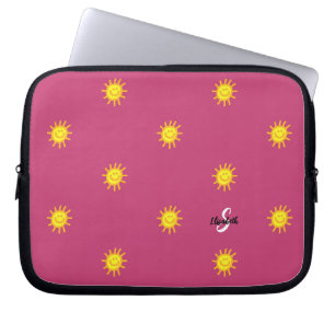 Niedlicher Sonnenschein Happy Face Sun Muster Name Laptopschutzhülle