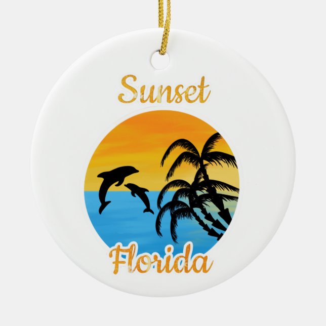 Niedlicher Sonnenuntergang in Florida Keramik Ornament (Vorne)
