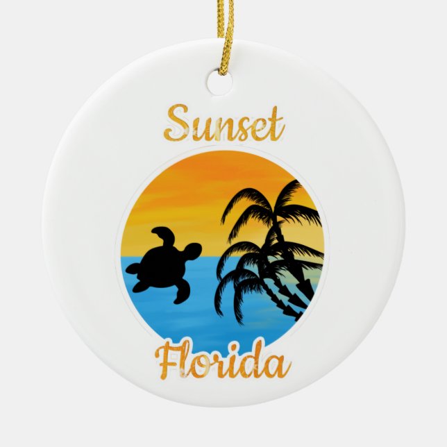 Niedlicher Sonnenuntergang in Florida Keramik Ornament (Vorne)