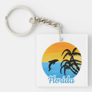 Niedlicher Sonnenuntergang in Florida mit Delphin Schlüsselanhänger