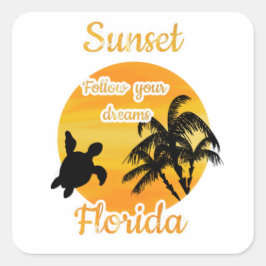 Niedlicher Sonnenuntergang in Florida Quadratischer Aufkleber