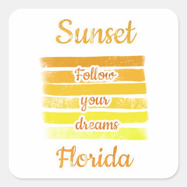 Niedlicher Sonnenuntergang in Florida Quadratischer Aufkleber (Vorderseite)