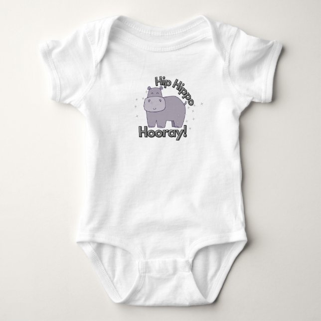 Niedlicher, sonniger "Angesagter Hippo Hooray" Hip Baby Strampler (Vorderseite)