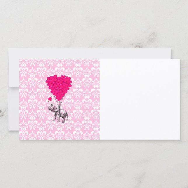 Niedlicher, sonniger Elefant und rosa Damast (Vorderseite)