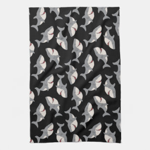 Niedlicher, sonniger Schwarzer Weißer Hai Geschirrtuch