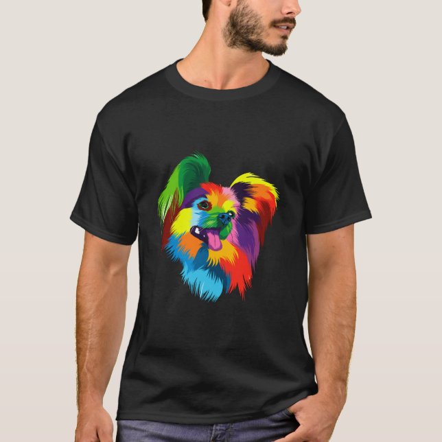 Niedlicher Spaniel Dog Papillion Funny Multicolor  T-Shirt (Vorderseite)