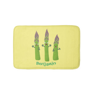 Niedlicher Spargel mit Gemüsetrio-Cartoon Badematte