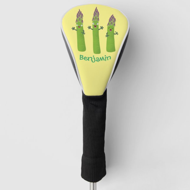 Niedlicher Spargel mit Gemüsetrio-Cartoon Golf Headcover (Vorderseite)