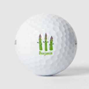 Niedlicher Spargel mit Gemüsetrio-Cartoon Golfball