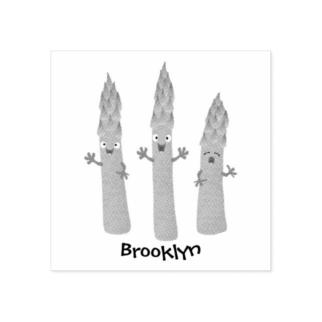 Niedlicher Spargel mit Gemüsetrio-Cartoon Gummistempel (Prägung)