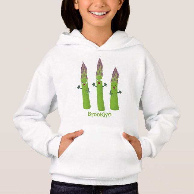 Niedlicher Spargel mit Gemüsetrio-Cartoon Hoodie (Vorderseite)
