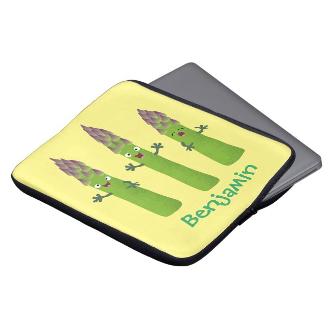 Niedlicher Spargel mit Gemüsetrio-Cartoon Laptopschutzhülle (Vorne Oben)