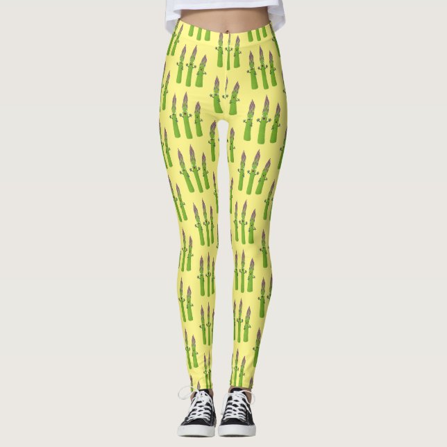 Niedlicher Spargel mit Gemüsetrio-Cartoon Leggings (Vorderseite)