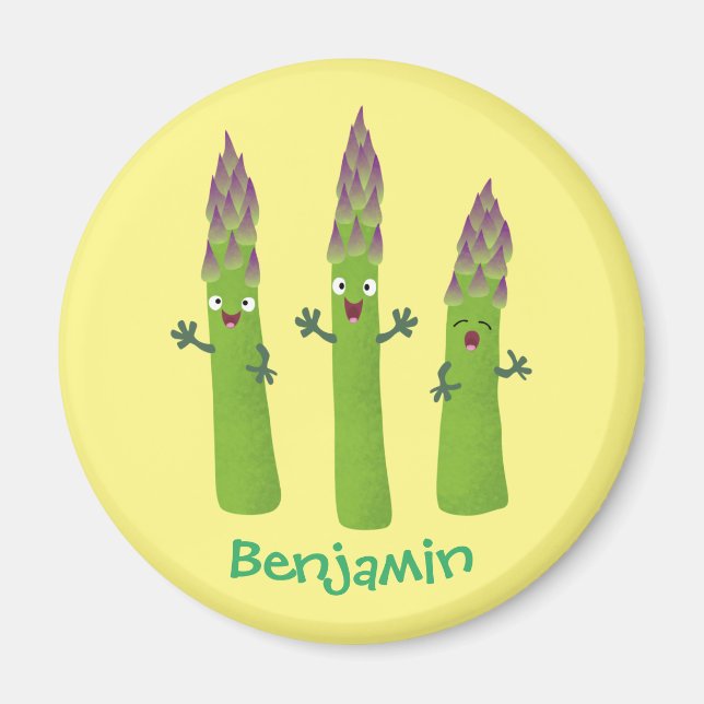 Niedlicher Spargel mit Gemüsetrio-Cartoon Magnet (Vorne)