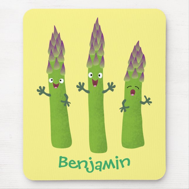 Niedlicher Spargel mit Gemüsetrio-Cartoon Mousepad (Vorne)