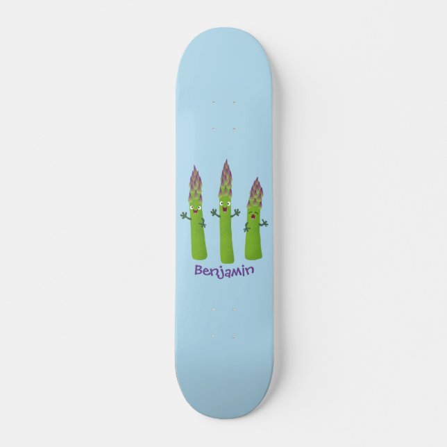 Niedlicher Spargel mit Gemüsetrio-Cartoon Skateboard (Vorne)