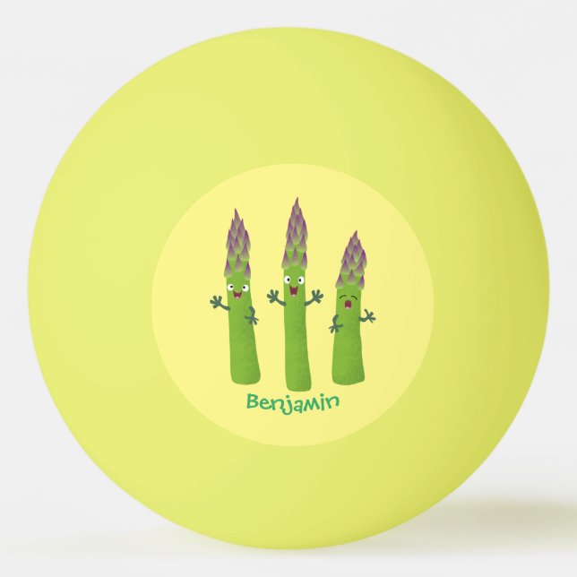 Niedlicher Spargel mit Gemüsetrio-Cartoon Tischtennisball (Vorderseite)