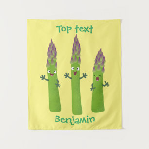 Niedlicher Spargel mit Gemüsetrio-Cartoon Wandteppich