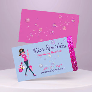 Niedlicher Sparkle Cartoon Haushaltshilfe Reinigun Visitenkarte