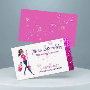 Niedlicher Sparkle Cartoon Haushaltshilfe Reinigun Visitenkarte