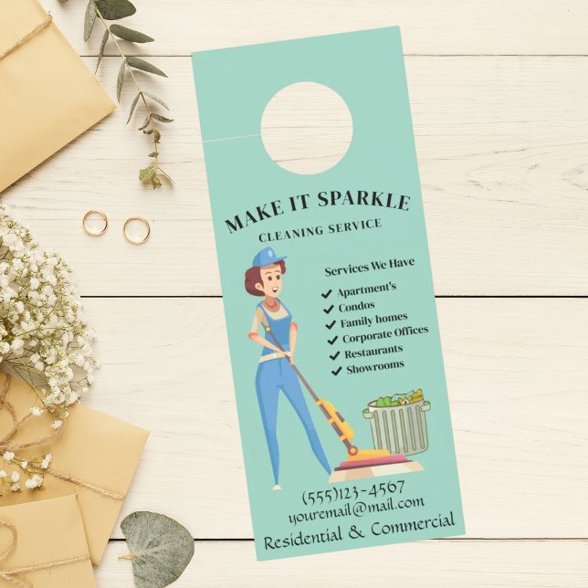 Niedlicher Sparkle Cartoon Reinigungsservice Türanhänger (Von Creator hochgeladen)