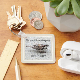 Niedlicher Sparrow Bird Foto Bibel Verse Simple Ta Schlüsselanhänger