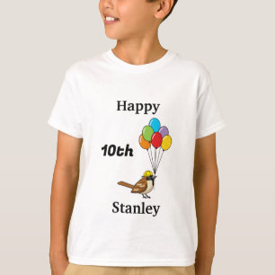 Niedlicher Sparrow mit Balloons Geburtstag Perso T-Shirt