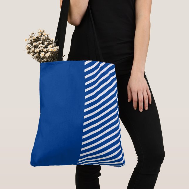 Niedlicher Spaß Blau und Weiß mit Streifen Tasche (Von Nahem)