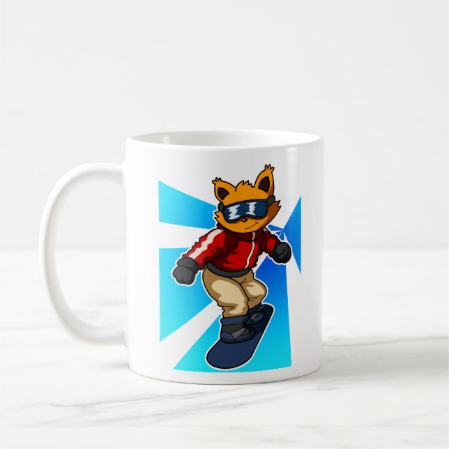 Niedlicher Spaß Cat Snowboarder Spieler Snowboarde Kaffeetasse (Links)
