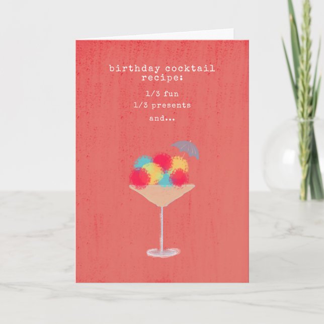 Niedlicher Spaß Cocktail Rezept Einfache Moderne G Karte (Vorderseite)