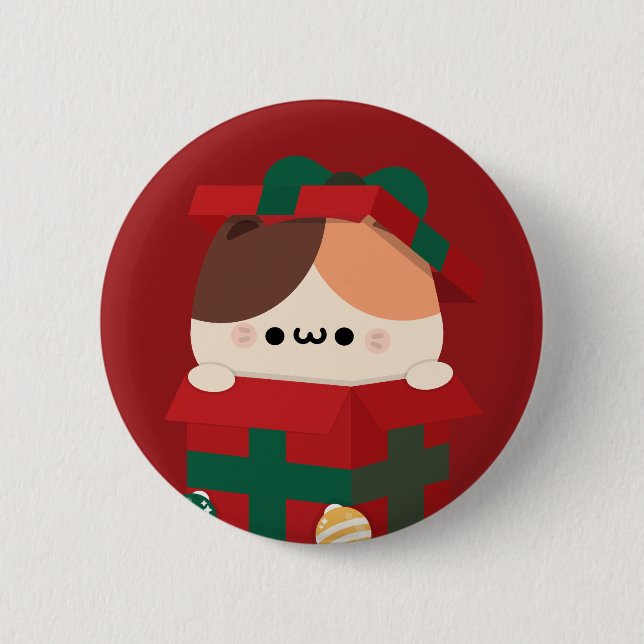Niedlicher Spaß frohe Weihnachten Button (Vorderseite)