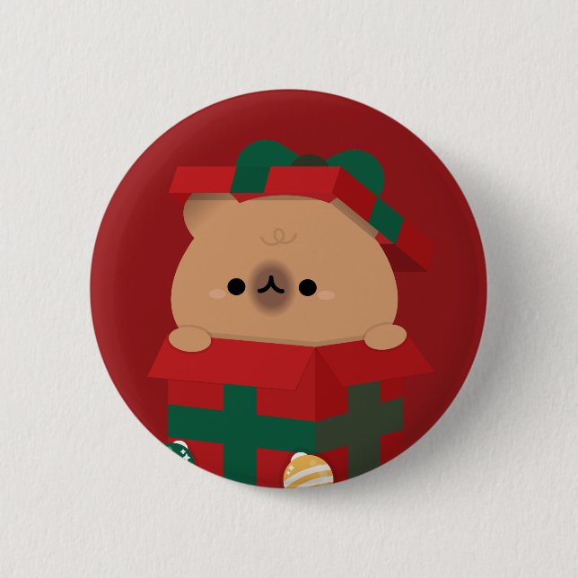 Niedlicher Spaß frohe Weihnachten Button (Vorderseite)