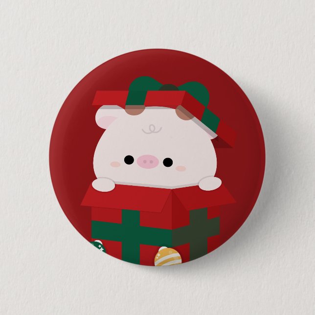 Niedlicher Spaß frohe Weihnachten Button (Vorderseite)