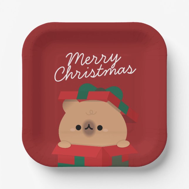 Niedlicher Spaß frohe Weihnachten Pappteller (Vorderseite)