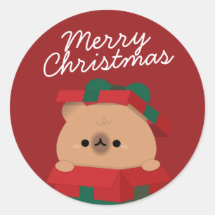 Niedlicher Spaß frohe Weihnachten Runder Aufkleber